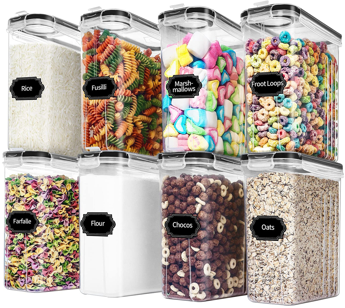 Cereal Containers Storage Skroam Airtight Food Storage with Lid for Kitchen & Pantry Organization BPA-Free Plastic Canister 20 Lables & Marker