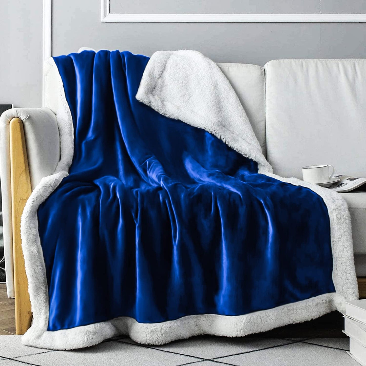 Everlasting Comfort Furry Sherpa Throw Blanket - Soft Fluffy Fuzzy Plush Thick Minky Throws