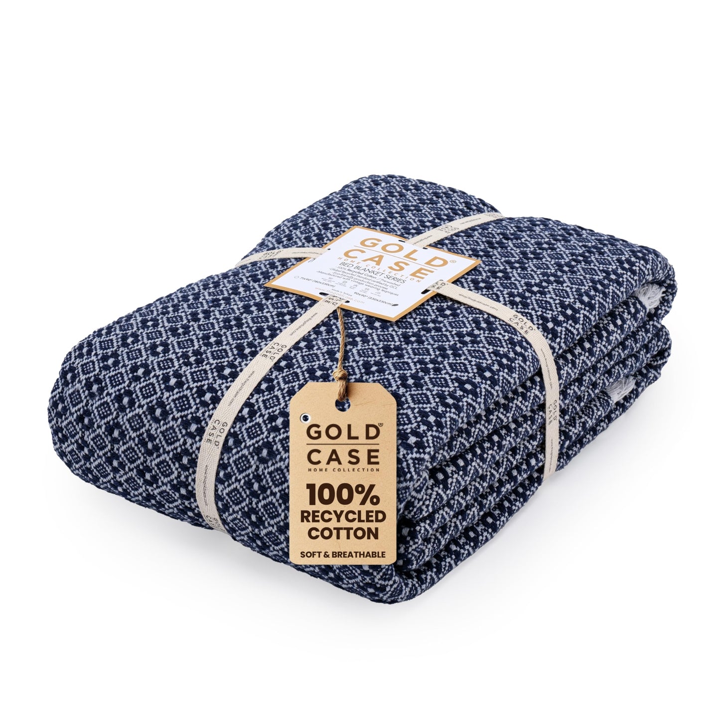 Turkish Cotton Blanket – Navy Blue | Queen (90×90)