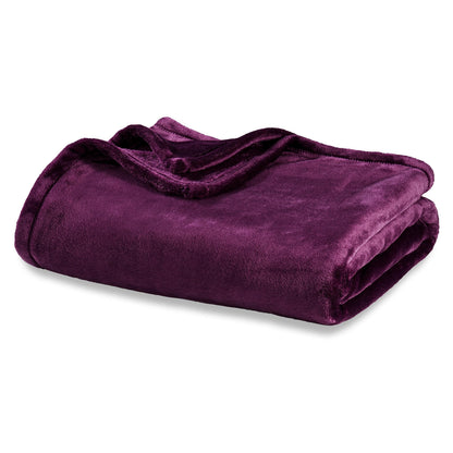 Berkshire Blanket Classic VelvetLoft® Solid Bed BlanketTwin Size Bed BlanketLightweight Soft Fuzzy Plush Blanket for Bed and CouchEggplant Purple60x92 Inches