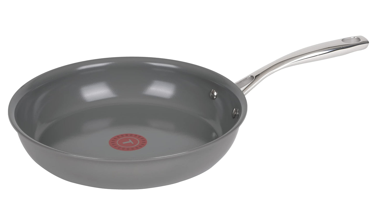 T-fal Ceramic Excellence Reserve Ceramic Nonstick Fry Pan 12 Inch Induction Oven Broiler Safe 500F Cookware Pots and Pans Grey