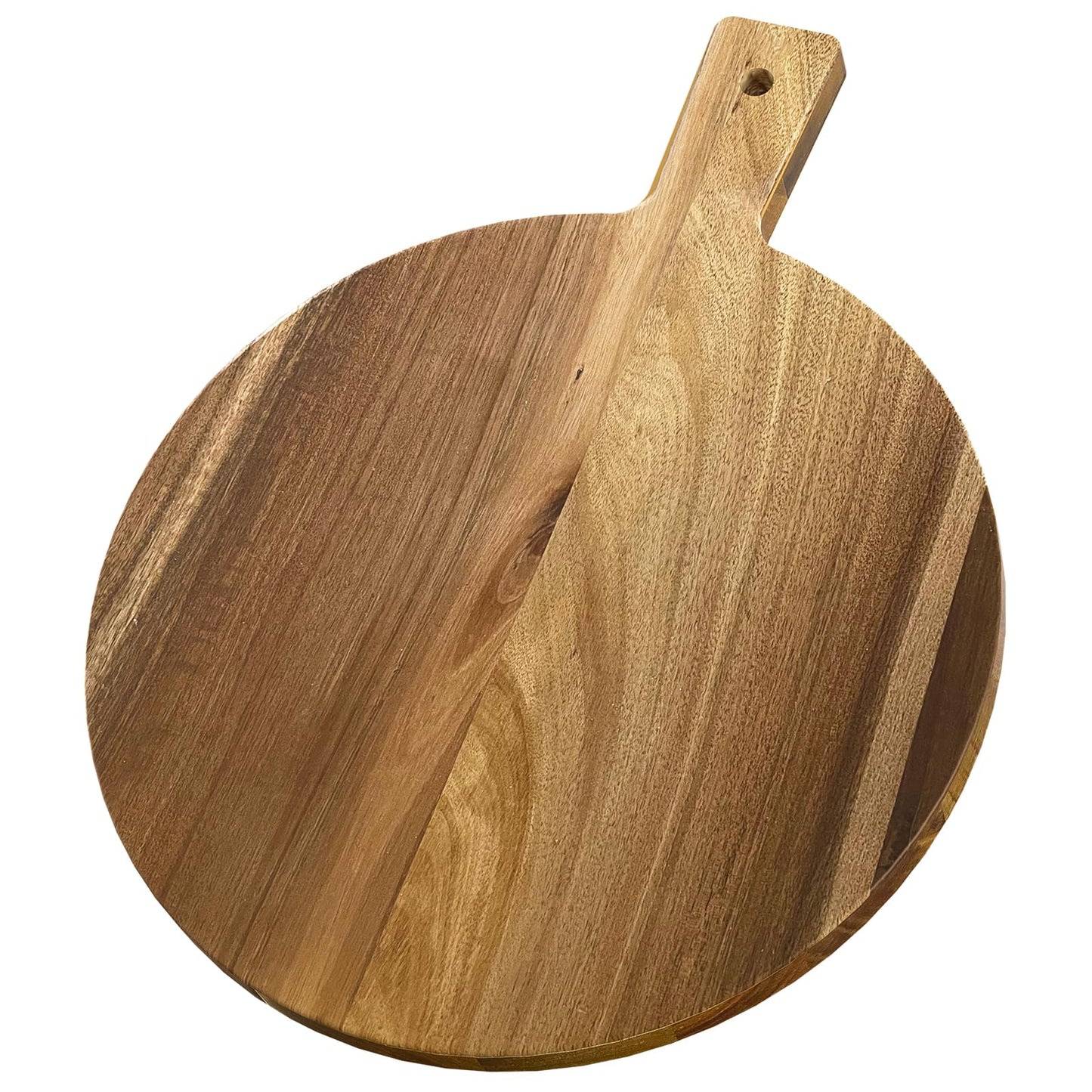 Kiasthome Acacia Wood Round Cutting Boards for Kitchen 16.5x13 Large Wooden Cutting Board with Handle for Meat Pizza Decorative Charcuterie Serving Board Chopping Board for Counter Dining Room