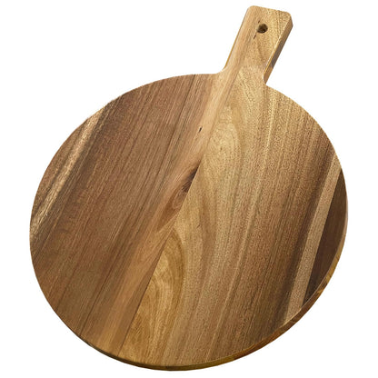 Kiasthome Acacia Wood Round Cutting Boards for Kitchen 16.5x13 Large Wooden Cutting Board with Handle for Meat Pizza Decorative Charcuterie Serving Board Chopping Board for Counter Dining Room