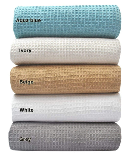 Tex Trend 100% Cotton Waffle Weave Blanket King Size for Bed Lightweight Cotton Blanket - 108"x90" Soft Woven and Breathable Home Decor Blanket for Sofa Bed Chair - White