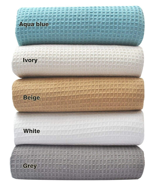 Tex Trend 100% Cotton Waffle Weave Blanket King Size for Bed Lightweight Cotton Blanket - 108"x90" Soft Woven and Breathable Home Decor Blanket for Sofa Bed Chair - White