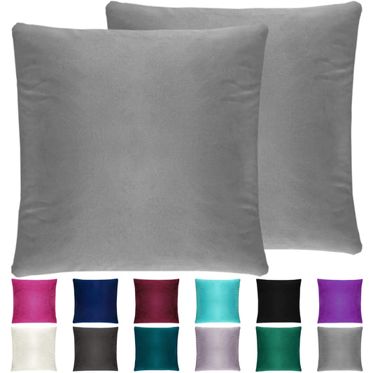 NEXCOVER Velvet Pillow Covers - Pack of 2 Pillowcases 20 x 20 Inch Throw Pillow Cover Decorative Square Pillowcase Soft Cushion Case Fade Resistant Pillow Case for Bedroom Sofa Couch Grey