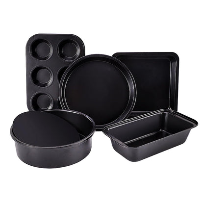 Baking Pans 5-Piece Nonstick Bakeware Set with Muffin Pan Round/Square Cake Pan Loaf Pan Round Removable Bottom Cake Pan Baking Supplies Kitchen Cookware Sets Baking Sheets for Oven