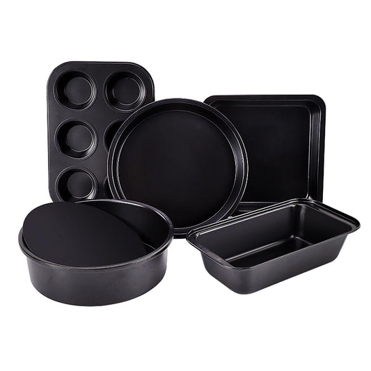 Baking Pans 5-Piece Nonstick Bakeware Set with Muffin Pan Round/Square Cake Pan Loaf Pan Round Removable Bottom Cake Pan Baking Supplies Kitchen Cookware Sets Baking Sheets for Oven