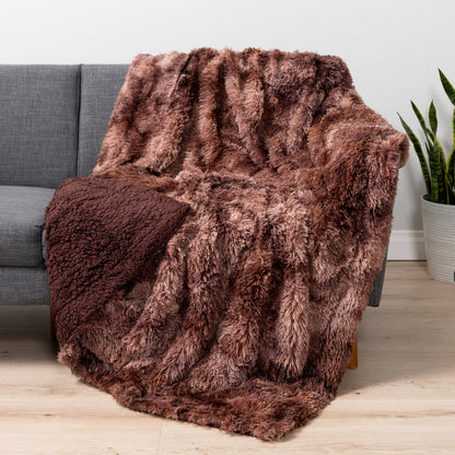 PAVILIA Brown Fluffy Throw Blanket for Couch Twin Bed Fuzzy Blanket for Women Men Furry Plush Warm Blanket Bed Sofa Super Soft Thick Faux Fur Sherpa Blanket Throw Tie-Dye 60x80