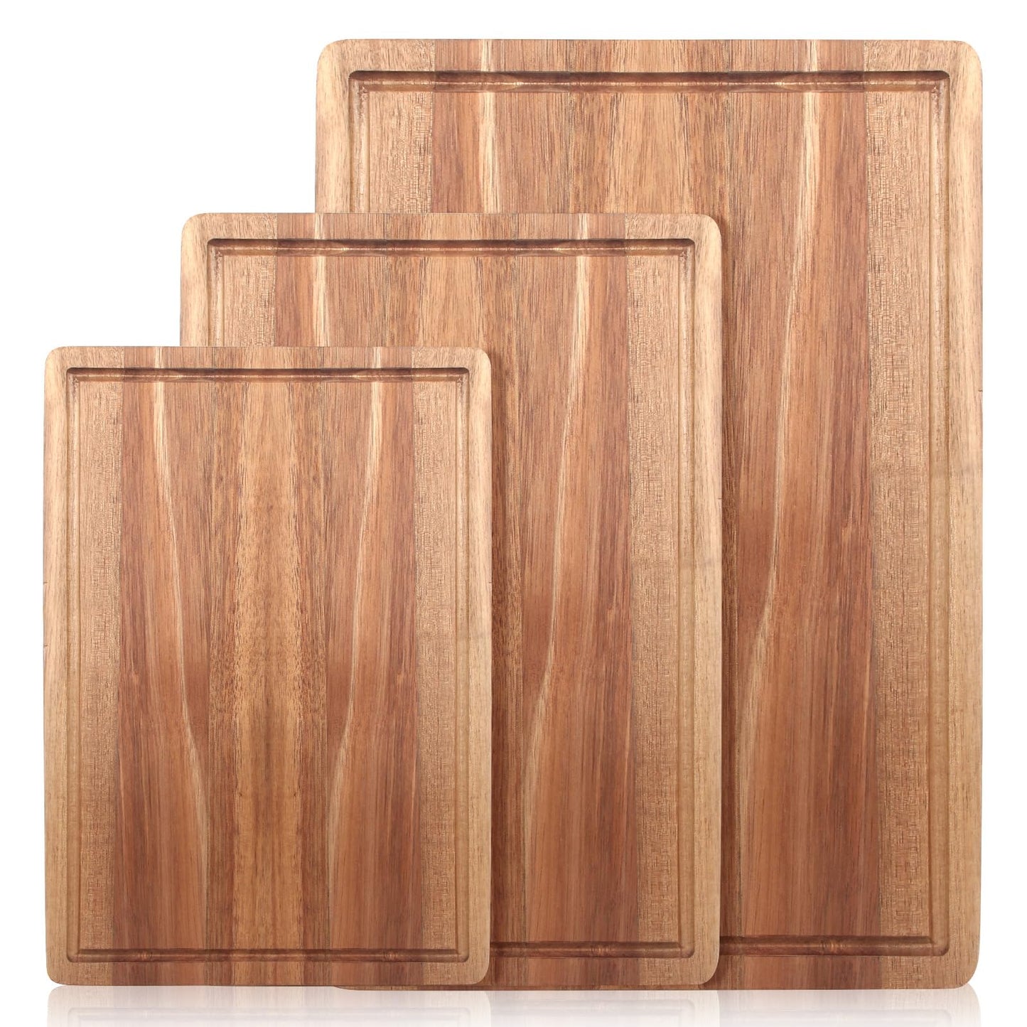 Wooden Cutting Board Set of 3 Acacia Wood Charcuterie Board Set Meat Large Chopping Board Butcher Blocks Rectangle Cutting Boards for Kitchen Bread Serving Cheese Board Carving Board