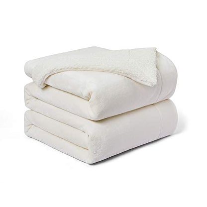 Sherpa Fleece Blanket – Off White | Queen (90×90)